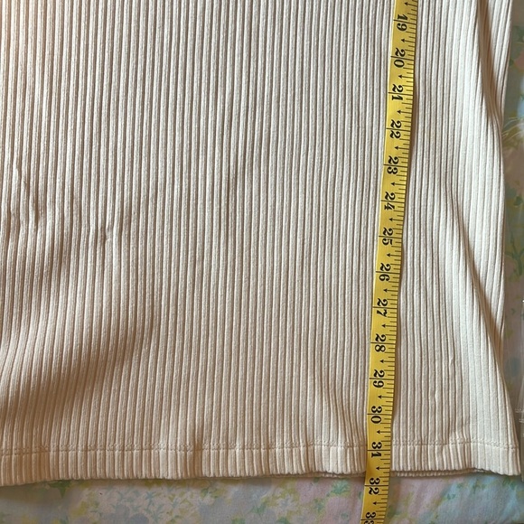 Reformation | Long Sleeve Mock Neck Ribbed Mini Dress Size Medium Cream Neutral - Picture 11 of 12